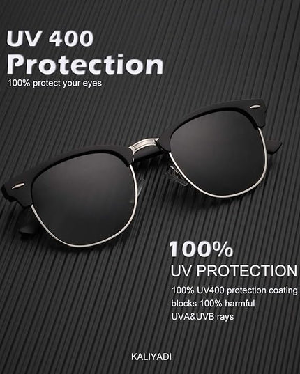 KALIYADI Polarized Sunglasses for Men and Women Semi-Rimless Frame Driving Sun glasses UV Blocking