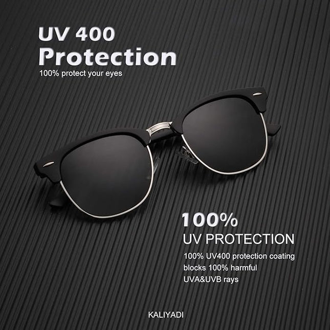 KALIYADI Polarized Sunglasses for Men and Women Semi-Rimless Frame Driving Sun glasses UV Blocking