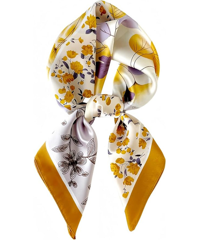 MINIDORA Satin Scarves for Women 27.5 × 27.5 inches Medium Square Elegant Silk Feeling Head Scarf