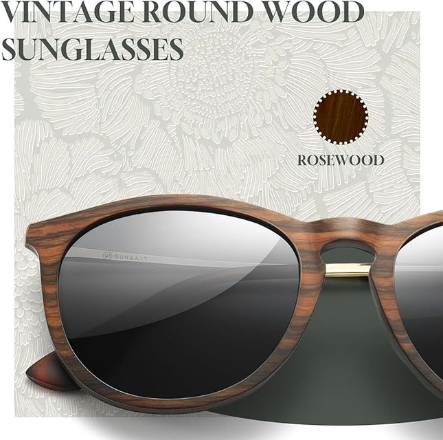 SUNGAIT Premium Vintage Round Sunglasses for Women Men Classic Retro Trendy Style