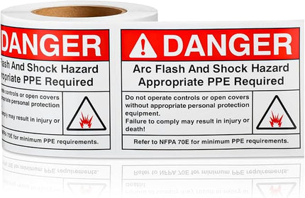 100 PCS DANGER Arc Flash and Shock Hazard Label - 3.5 x 5 Black & Red Electrical Safety Warning Decal High Performance Polyester Safety Sticker Signs for the Workplace