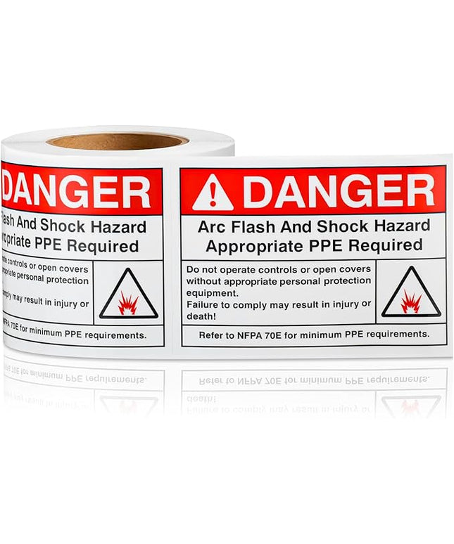 100 PCS DANGER Arc Flash and Shock Hazard Label - 3.5 x 5 Black & Red Electrical Safety Warning Decal High Performance Polyester Safety Sticker Signs for the Workplace