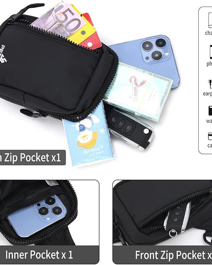 Peicees Small Crossbody Bag for Men Women Mini Sling Bag Travel Running Phone Daypack Cross Body Shoulder Bags with Keyholder