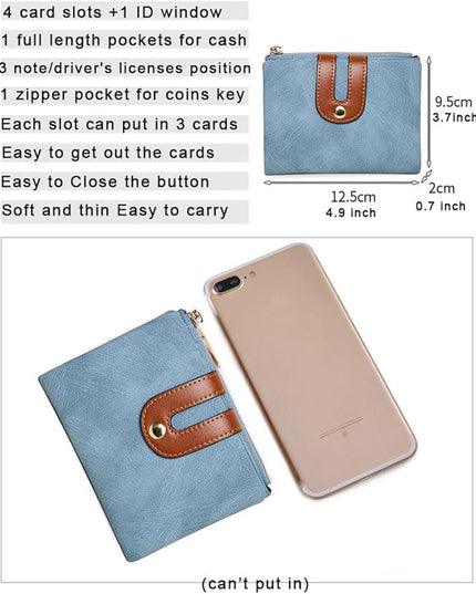 AOXONEL Women's Rfid Small Bifold Leather Wallet Ladies Mini Zipper Coin Purse id card Pocket,Slim Compact Thin