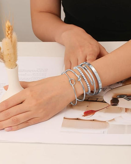 18 K Gold Plated Love Bangle Bracelet Stack Cuff Jewelry for Women Jewelry Set for Women Gift with Box
