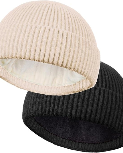 ROYBENS Wool Fisherman Beanie for Men Women, Knit Cuffed Fleece Lined Beanies Winter Warm Hat Skull Cap Unisex