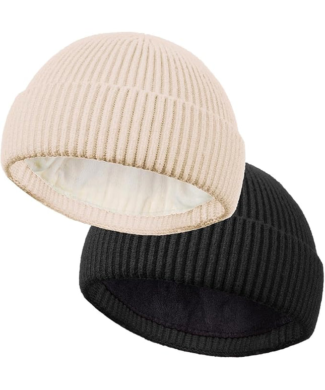 ROYBENS Wool Fisherman Beanie for Men Women, Knit Cuffed Fleece Lined Beanies Winter Warm Hat Skull Cap Unisex