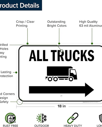 All trucks With Right Arrow Sign, 12x18 Inches, Rust Free .063 Aluminum, Fade Resistant, Made in USA by My Sign Center