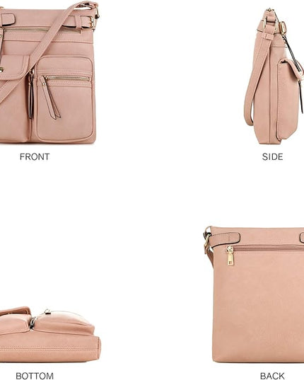 SG SUGU Katie Lightweight Medium Crossbody Bag Shoulder Bag with Multi Pocket for Women