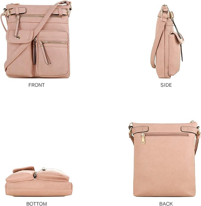 SG SUGU Katie Lightweight Medium Crossbody Bag Shoulder Bag with Multi Pocket for Women