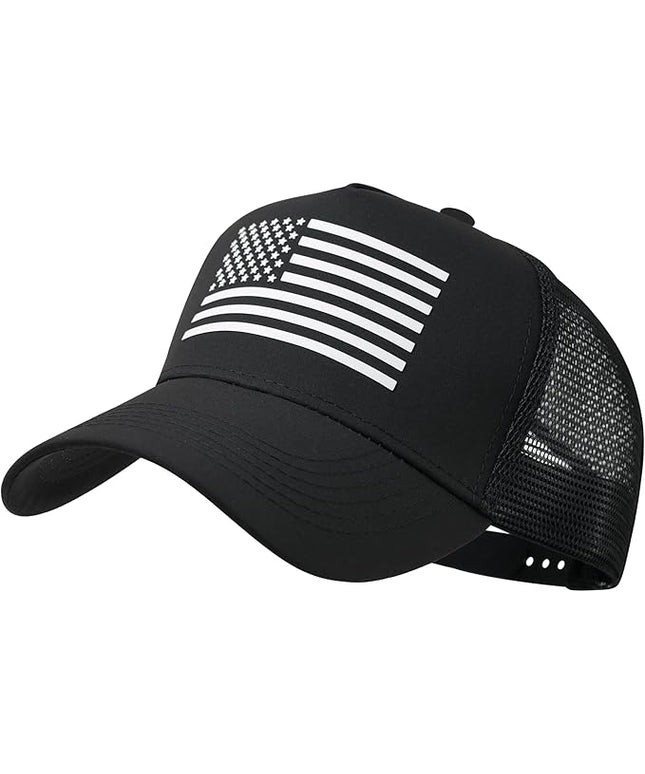 IIN American Flag Mesh Baseball Cap, Patriotic Trucker Hat for Men Women, Quick-Dry Breathable Design, Adjustable Snapback