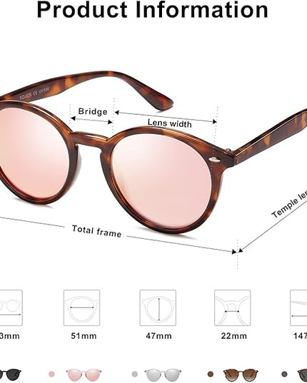 SOJOS Retro Round Polarized Sunglasses for Women Men Classic Vintage Sunnies SJ2069