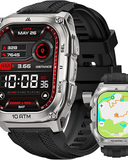 KOSPET Tank M4 Smart Watch for Men, Full Stainless Steel, GPS & Offline Maps,10ATM Waterproof 45m Freediving, 50-Day Battery, Bluetooth Calls, 24/7 Heart Monitor, for Android & iOS