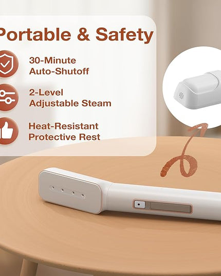 Newbealer 2in1 Travel Iron with Global Voltage, 100-240V Clothes Steamer, Dry Ironing & 2 Steam Levels, Non-Stick Ceramic Soleplate, Fabric Wrinkle Remover, Auto-off, Self Cleaning, No Clamp (Gold)