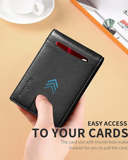 RUNBOX Slim Money Clip Wallets for Men RFID Blocking 11 Card Holder Minimalist Small Thin Carbon Leather Bifold Mens Front Pocket Wallet Gift Box