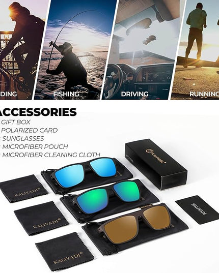 KALIYADI Polarized Sunglasses for Men, Lightweight Sun Glasses with UV Protection for Driving Fishing Golf