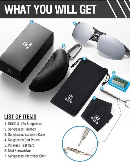 DUCO Mens Sports Polarized Sunglasses UV Protection Sunglasses for Men 8177s