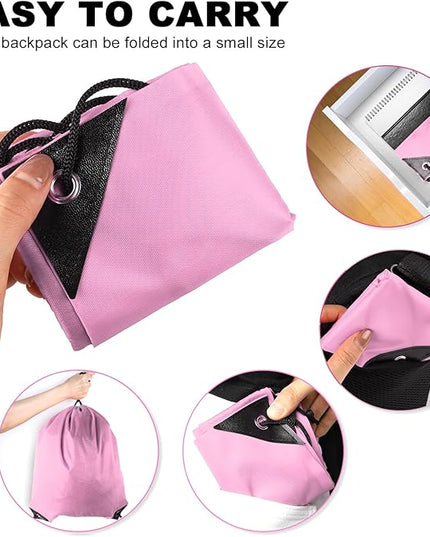 GoodtoU Drawstring Backpacks, Bags Bulk Nylon Backpack Draw String Back Bag Cinch Sack Gym Bag for Sport, Traveling, Team (Pink, 48Pcs)