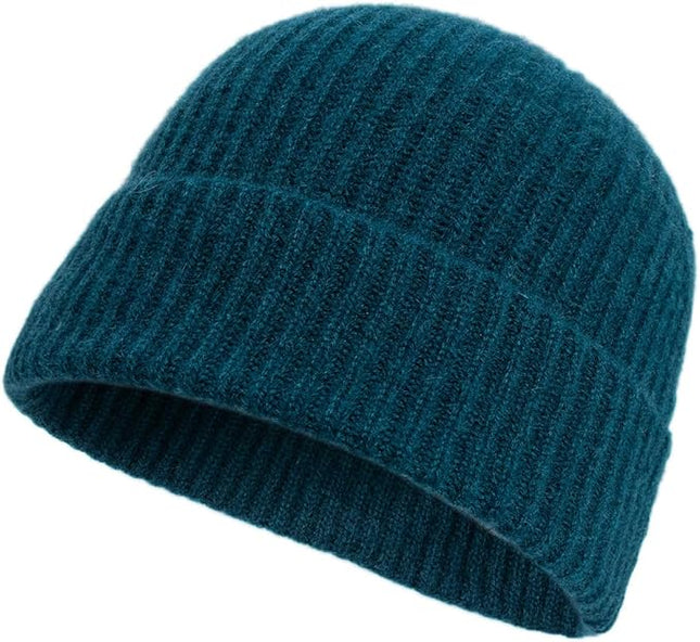 Villand 100% Cashmere Ribbed Cuffed Hat for Men, Ultra-Soft Men's Pure Cashmere Winter Ski Beanie