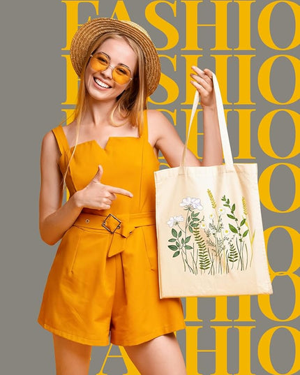 AUSVKAI Canvas Tote Bag for Women, Aesthetic Cute Grocery Grocery Reusable Cotton Gift Bag for Shooping Beach Trendy Gifts