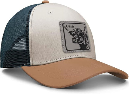 Animal Trucker Hats Leather Pattern Adjustable Snapback Mesh Animal Baseball Cap for Men