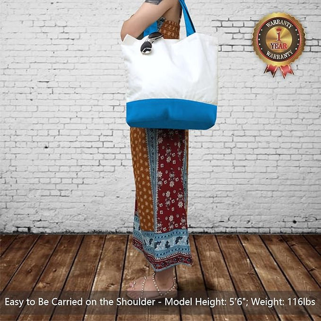 TOPDesign 3-Pack Super Strong Large 12oz Cotton Canvas Tote Bags, Reusable Grocery Shopping Cloth Bags, Fashionable Two-Tone Totes for Crafts, DIY Your Creative Designs