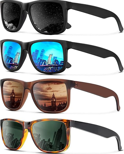 KALIYADI Sunglasses Men Polarized Sun glasses for Mens Womens Classic Matte Black Frame UV Protection 3pack
