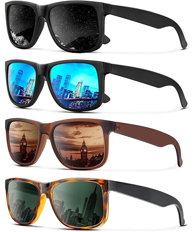KALIYADI Sunglasses Men Polarized Sun glasses for Mens Womens Classic Matte Black Frame UV Protection 3pack