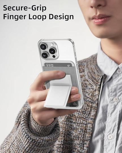 Magsafe Wallet with Angle Adjustable Stand, Magnetic Card Holder for iPhone 16/15/14/13/12 Series (Not for iPhone Mini), 1 Slot, 6 Cards, White