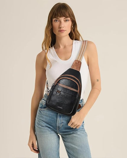 7L Sling Bag for Women Men Vegan Leather Crossbody Bags Fanny Pack Purse Backpack Over Shoulder Bag Travel Anti Theft