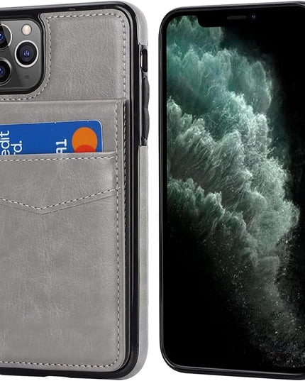 KIHUWEY Compatible with iPhone 11 Pro Max Case Wallet with Credit Card Holder, Premium Leather Magnetic Clasp Kickstand Heavy Duty Protective Cover for iPhone 11 Pro Max 6.7 Inch(Gray)