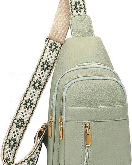 FALAN MULE Crossbody Bags for Women Trendy Leather Sling Chest Bag Fanny Packs for Women