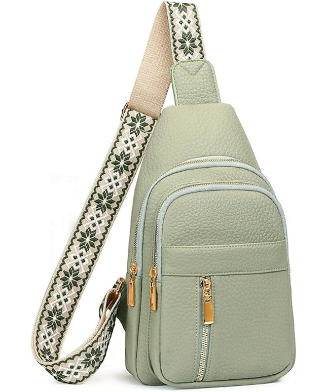 FALAN MULE Crossbody Bags for Women Trendy Leather Sling Chest Bag Fanny Packs for Women