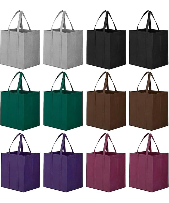WISELIFE Reusable Grocery Shopping Bags 10 Pack Large Foldable Tote Bags Bulk Eco Produce Bags with Long Handle