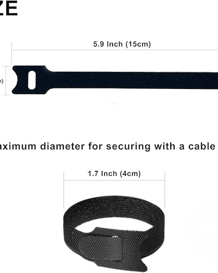 130 PCS 6 Inch Reusable Cable Ties Adjustable Cord Straps, Hook & Loop Wire Organizer for Home, Office & Electronics Cable Management
