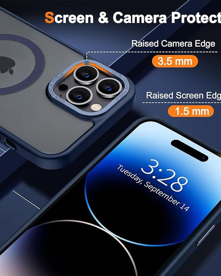 Hython Case for iPhone 14 Pro Max Case Magnetic Translucent Matte Phone Cases 6.7" [Compatible with MagSafe] Thin Slim Fit Shockproof Bumper Hard Protective Cover for Women Men Girls, Deep Blue