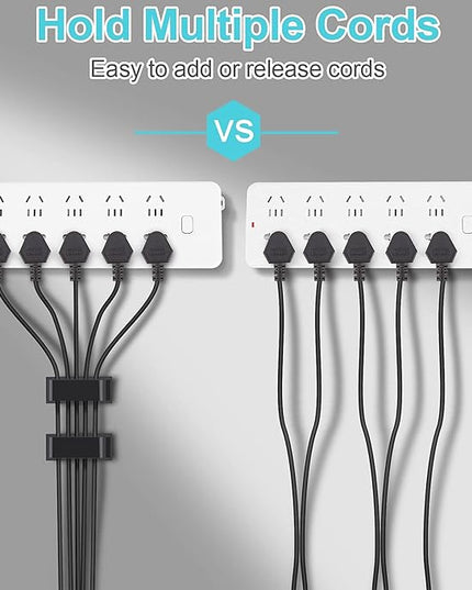 Cable Management Clips, Large Cord Clips for Under Desk Wire Management, Adhesive Organizer Multiple Cord (Computer/PC, Network, TV, Ethernet) Black 20 PCS