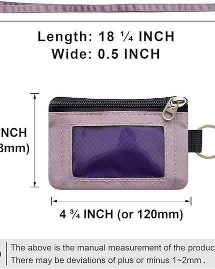 Minimalist RFID Blocking Small Wallet with ID Window,WaterResistant Zip Id Case Wallet with Lanyard Keychain for Cards,Cash,Travel,Women,Men