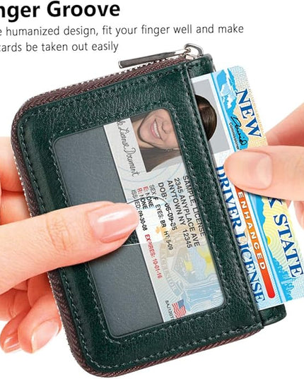 FurArt Zipper Wallet Women, RFID Blocking Credit Card Wallet, Business Card Holder, Compact Size KeyChain Wallet