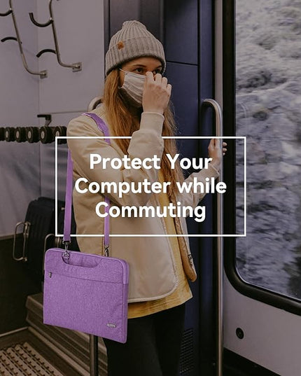 Voova Laptop Bag 17 17.3 Inch Water-resistant Laptop Sleeve Case with Shoulder Straps & Handle, Computer Case Cover Slim Briefcase Compatible with 17-18” Hp Dell Asus Acer, Lavender