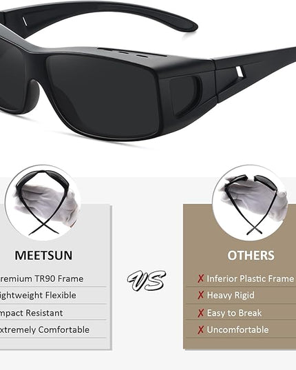 MEETSUN Fit Over Glasses Sunglasses for Men Women,Wrap Around Sunglasses Polarized UV400 Protection