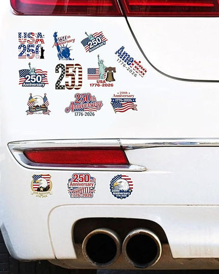 50Pcs 250th Anniversary Sticker USA 250 Years of Freedom Anniversary Waterproof Vinyl Decals for Laptop,Water Bottle, Phone, Luggage,Car