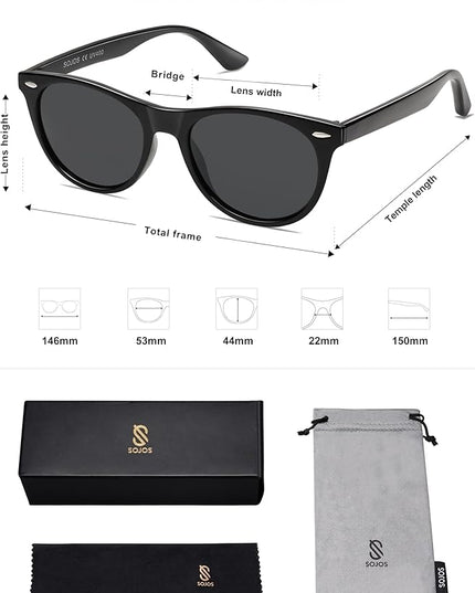 SOJOS Classic Polarized Sunglasses for Women Men Small UV400 Lenses SJ2076
