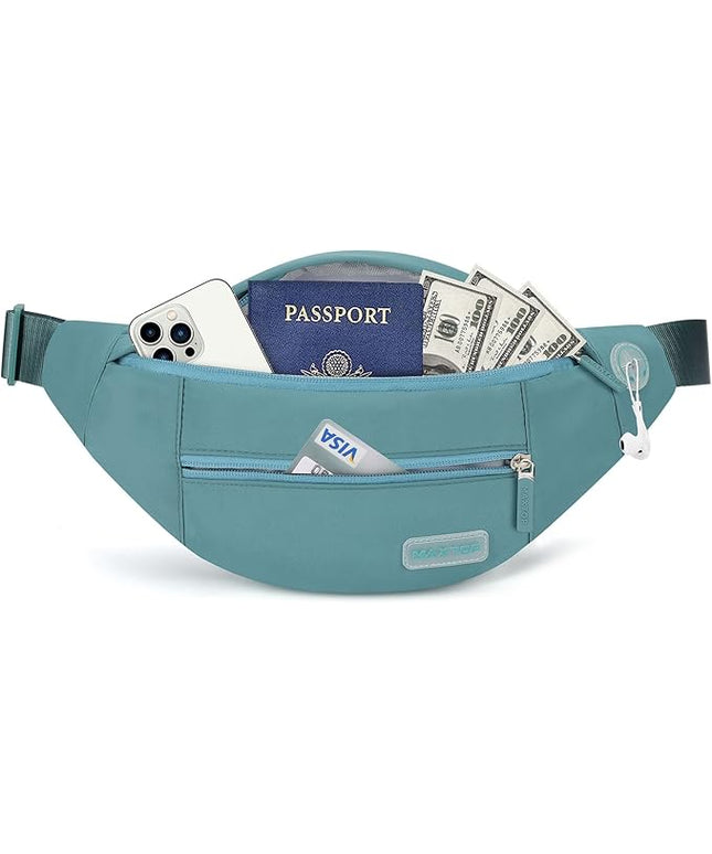 MAXTOP Large Crossbody Fanny Pack with 4-Zipper Pockets,Gifts for Enjoy Sports Festival Workout Traveling Running Casual Hands-Free Wallets Waist Pack Phone Bag Carrying All Phones