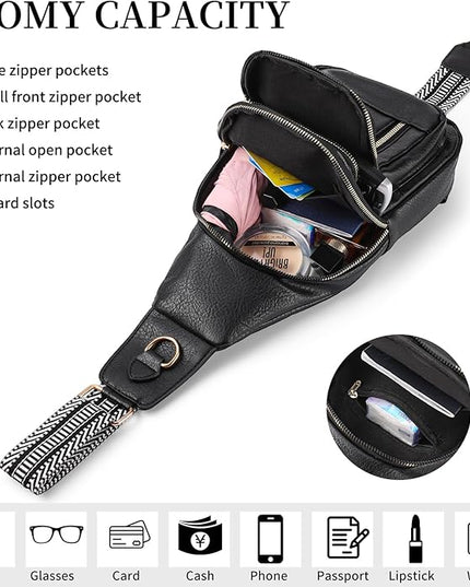FALAN MULE Crossbody Bags for Women Trendy Leather Sling Chest Bag Fanny Packs for Women