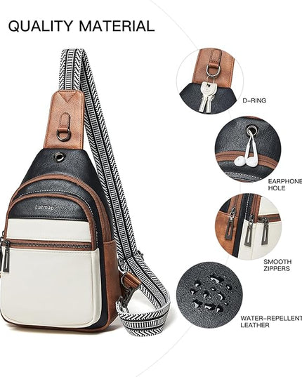 Sling Bag For Women Faux Leather Small Casual Daypack Backpack Fanny Pack Crossbody Chest Bags Purse