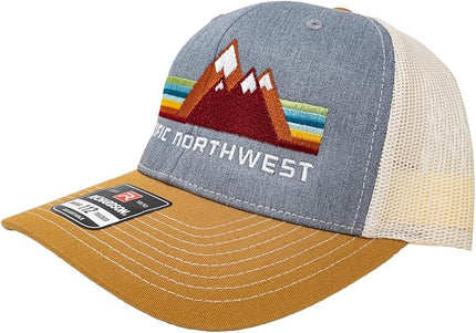 Pacific Northwest Trucker Hat - Richardson 115 Embroidered Snapback Cap for Men & Women - Hiking, Camping & Outdoor Adventure