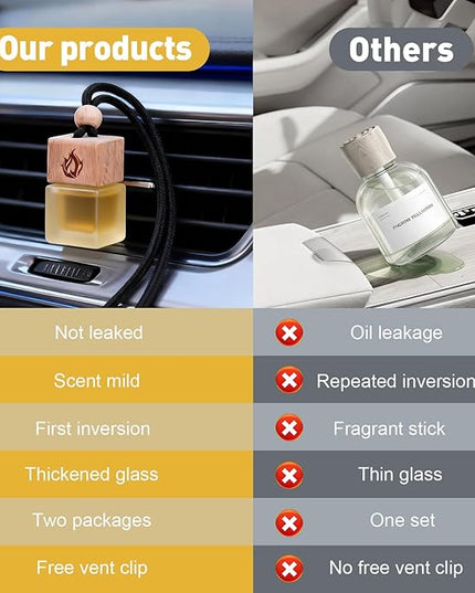 Car Air Freshener Hanging 2 Pack, Teakwood & Cashmere Fragrance Essential Oil Diffuser, Long Lasting Car Scent, Car Accessories for Women Men