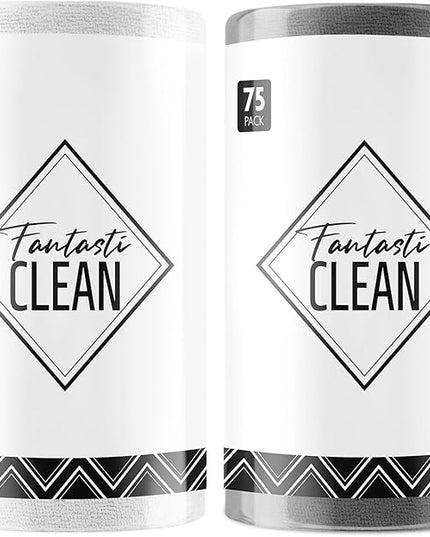 Fantasticlean Microfiber Cleaning Cloth Roll -150 Pack, Tear Away Microfiber Towels, 12" x 12", Reusable, Washable, Ultra Absorbent Dishcloth for All-Around Cleaning Supplies (White & Dimgrey)