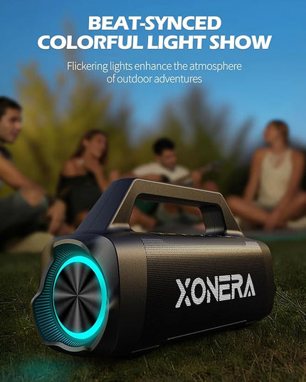 Speakers Bluetooth Wireless, 80W Peak Loud Outdoor Speaker with Bass, 20H Playtime, IPX6 Waterproof, TWS，BT5.3, Portable for Camping Hiking Boating Pool Beach(Black)